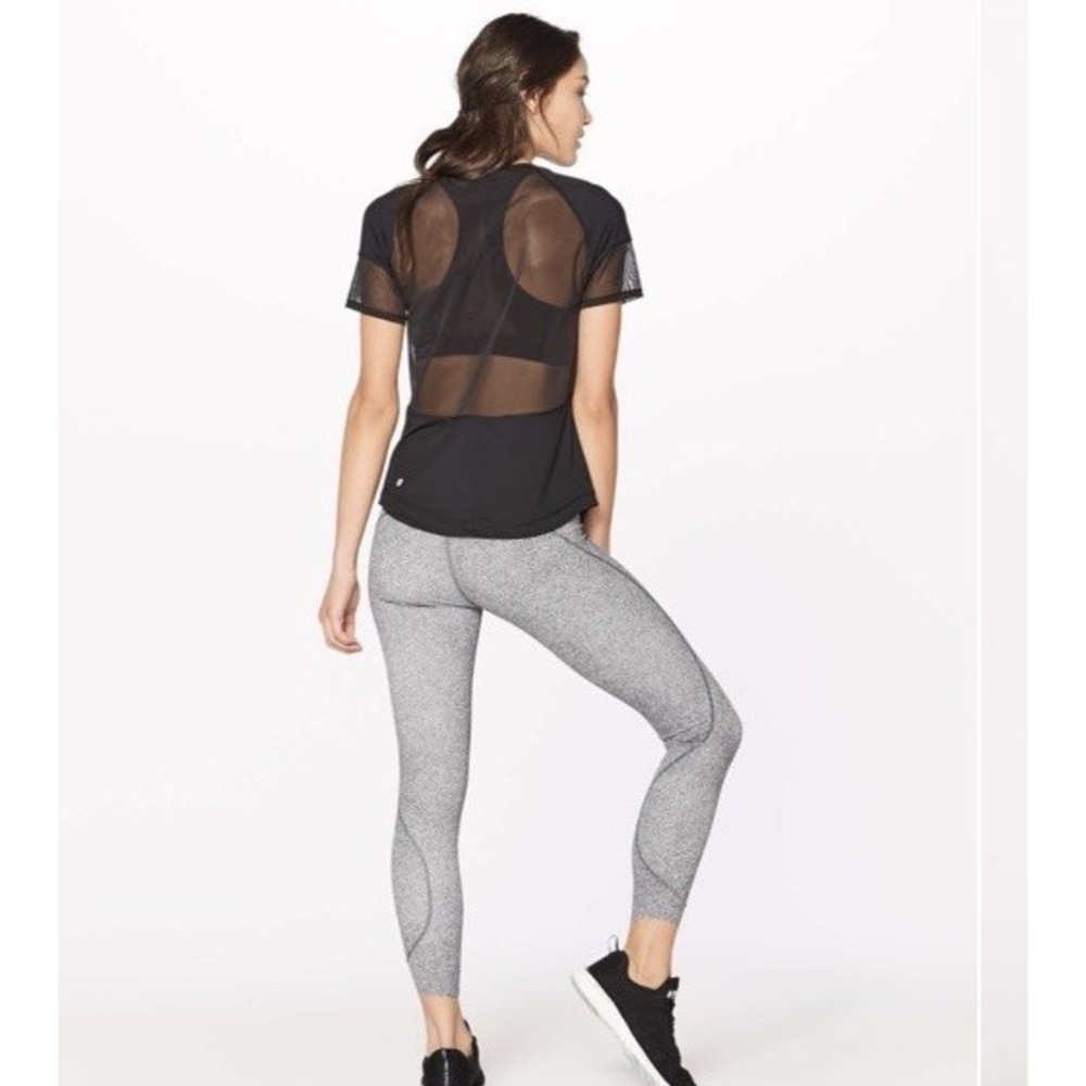 Lululemon Home Stretch Short Sleeve Size 0 XS Black Mesh Run‎ Gym Sheer